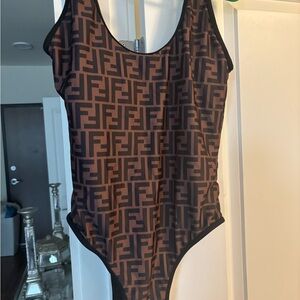 Fendi Black and Brown Monogram Swimsuit